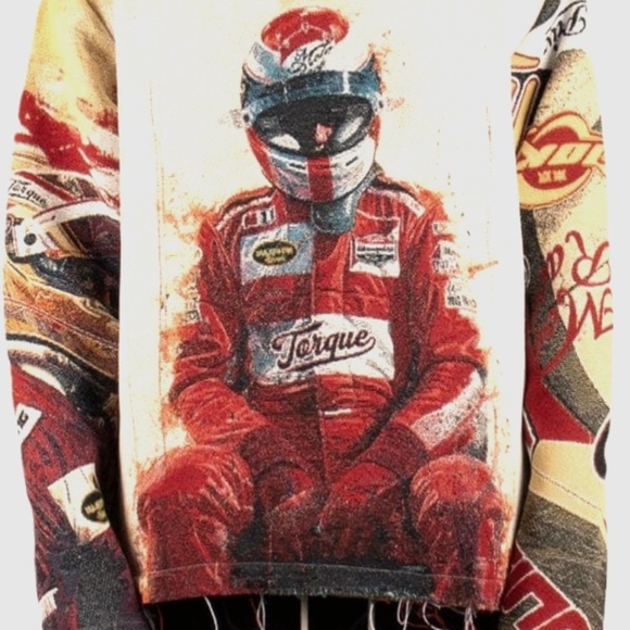 MAJESTIK F1 RACER TAPESTRY JACQUARD LONG SLEEVE HOODIE (BEIGE) - Picture 1 of 5